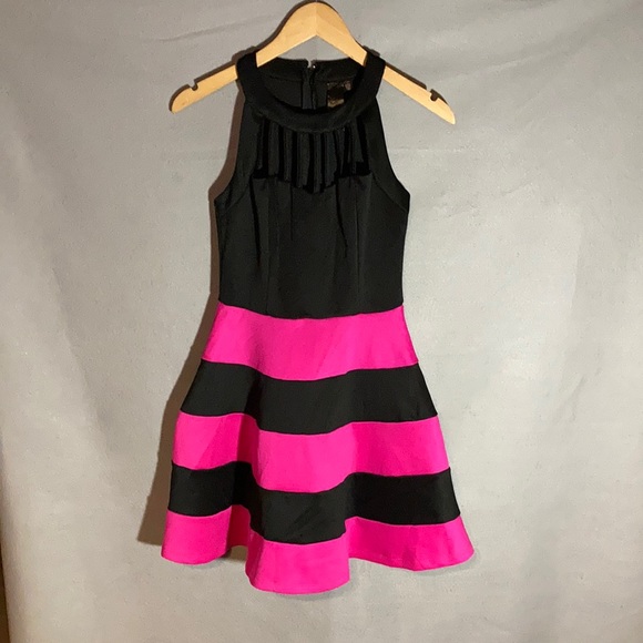 Black and hot pink party dress Sz 3 (juniors) - Picture 1 of 9